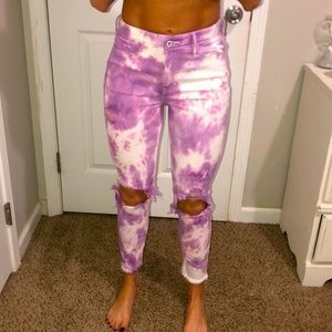 Custom purple Tie-dye hollister jeans